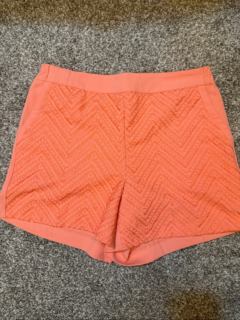Skies Are Blue Coral Chevron High Waist Shorts